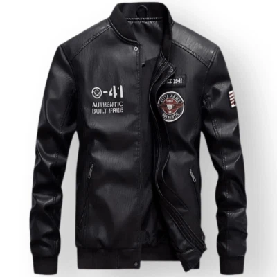 Herren Biker-Lederjacke L Schwarz | Winddicht & Stylisch - Bild 1 von 4