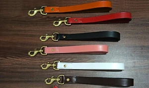 Leather Dog Lead Short Leash Heavy Duty For Large Dog Walking 30cm Long, brass  - Picture 1 of 15