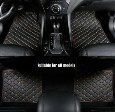4x Black PU Leather Universal Car Floor Mats Carpet Front Rear Liner Weather Set Foto 1 de 4