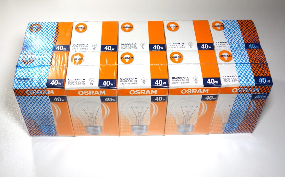 10x Osram Glühbirne Classic A CL 40 Glühlampe 40W E27 230V klar - neu - Bild 1 von 1