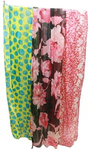 Scarfs Polyester Vibrant Colors and Patterns Lot of 3. - Picture 1 of 7