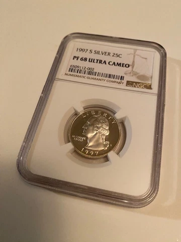 1997 S Silver Proof Washington Quarter - NGC PF 68 Ultra Cameo Cover