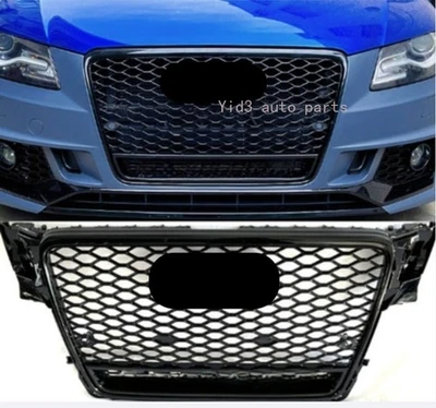 RS4 Style Front Grille Mesh Grille For AUDI A4 S4 B8 2009 2010 2011 2012 Black - Image 1 of 2
