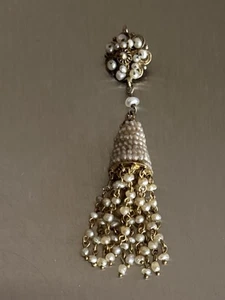 Ciondolo goccia nappa perle semi oro 14k antico vittoriano unico per collana - Foto 1 di 18