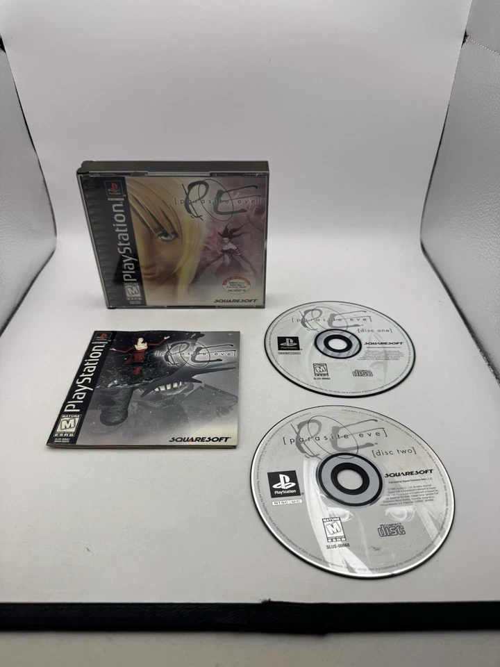 Parasite Eve (Sony PS1) Black Label CIB w/REG CARD Resurfaced Working MINT DISCS - Image 1 of 4