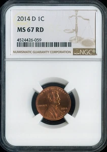 2014-D Lincoln Cent RD NGC MS67 RD Qaulity Auction - Picture 1 of 2
