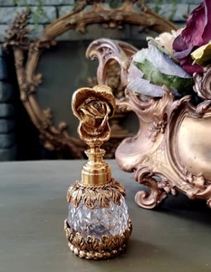Vintage Matson Roses Perfume Bottle 24K Gold Plated - Picture 1 of 6
