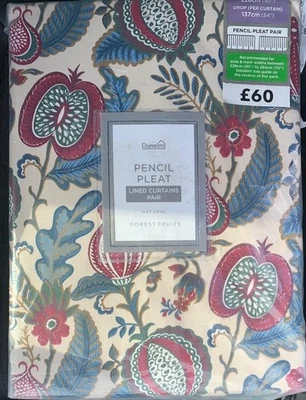 Dunelm Forest Fruits Classic Pencil Pleat Curtains - 90" x 54" (W x L) Pair - Image 1 of 4