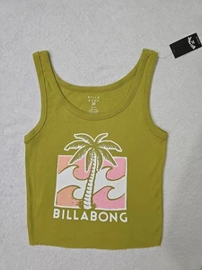 Nwt Billabong Honey Toes Tank, Palm Tree Ocean Graphic, Sz M, Seaweed - Picture 1 of 14