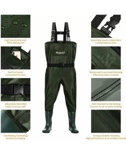 MAGREEL Chest Waders FISHING Boots Pants Waterproof Men’s Women’s Youth 39 SZ 6 - Picture 1 of 15