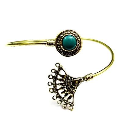 Fabulous New Year Design Blue Turquoise Natural Brass Bracelet l259 - Image 1 of 4