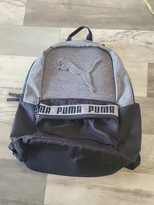Puma Unisex Kids Backpack Black Gray with Puma Logo - Picture 1 of 9