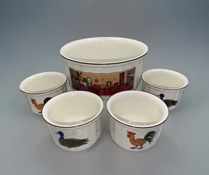 4er Set VILLEROY BOCH 3” AUFLAUFFÖRMCHEN MIT HAHN & ENTE & LAPLAU DESIGN SCHÜSSEL 6,5” - Bild 1 von 13