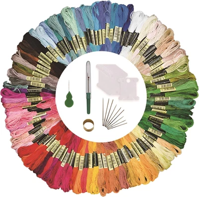 Embroidery Floss Kit - 100 Colors Thread for Cross Stitch, Sewing, Bracelet Craf - image 1 of 4