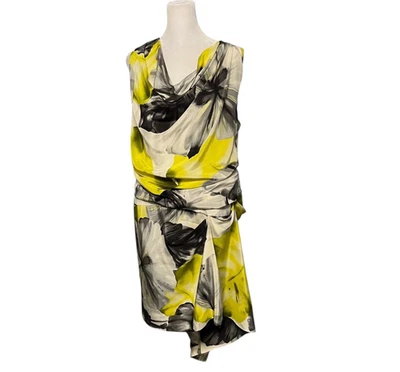 Robert Rodriguez Yellow Silk Cowl Neck Side Drape Dress Size 8 - Image 1 of 4