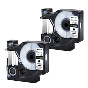 2PK White on Clear 45020 Label Tape Compatible For DYMO LabelManager 100 Printer - Picture 1 of 11