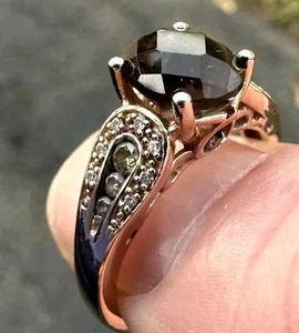 14 Karat Rotgold Rauchquarz Ring mit Diamanten Größe 7 4,3 g - Bild 1 von 14
