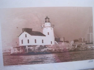 Jim Ptacek Cleveland Ohio Signed Print CLEVELAND LIGHTHOUSE-12.25”x18.5” - Picture 1 of 4