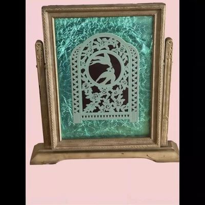 Antiguo marco de fotos giratorio inclinable de madera dorada Art Deco nuevo mesa 12" T años 20 Foto 1 de 4