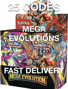 25 Carte Codice Mega Evoluzione Pokemon TCG Live Online inutilizzate consegna tramite messaggio - Foto 1 di 3