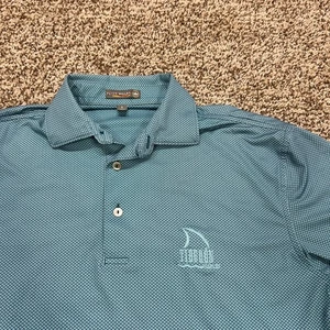 Peter Millar Summer Comfort Polo Shirt Men's Small Golf Collar Aqua Polyester - Picture 1 of 8