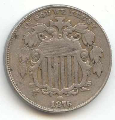 1876 Shield Nickel, Centennial Date, XF Details - Image 1 of 2