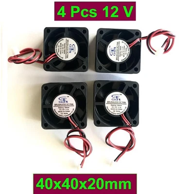4Pcs Gdstime 40x40x20mm 2P 12V 4020S Fan DC Duct Ventilation Cooler Fan 40mm - Image 1 of 4