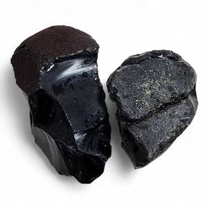 Obsidian Natural Stones Oregon 1lb 2oz. 2 Piece Lot - Picture 1 of 2