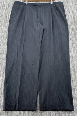 VTG Men’s Baggy Wide Charcoal Pinstripe Pleated Cuffed Dress Pants 42x32 10” Leg - Image 1 of 4