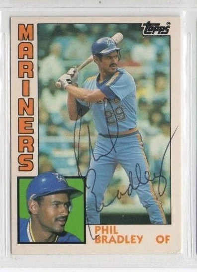 Phil Bradley 1984 Topps Traded signed auto autographed card Mariners - Image 1 of 1