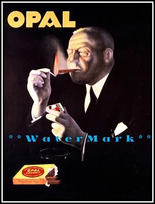 Póster impreso vintage de cigarros de ópalo 1930 estilo retro arte Suiza Foto 1 de 4