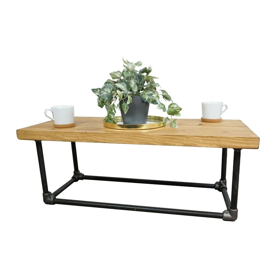 Reclaimed Coffee Table With Industrial Raw Steel Key Clamp Pipe Legs- Vintage!! - Image 1 of 4
