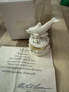 Caja de baratijas vintage Lenox Treasures The Dolphin Splash con certificado de autenticidad y caja - Imagen 1 de 3