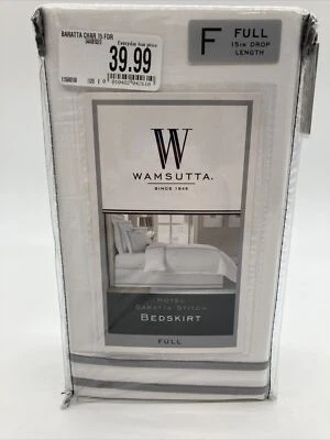 Wamsutta Full Hotel Baratta Stitch Bedskirt 15" Drop Length Charcoal 54" x 75"  - Image 1 of 4