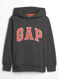 NWT Gap Kids Boys Logo Hoodie sweatshirt gray orange  Small 6-7 - Picture 1 of 1