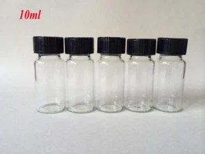 10pcs 10ml 22*50mm Vial clear Glass Bottles & black plastic Lid high quality - Picture 1 of 3