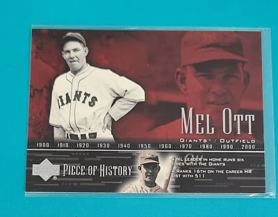 2002 Upper Deck Piece of History #72 Mel Ott New York Giants BASEBALL Card 3B - Image 1 of 2