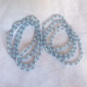 Crystal Beaded Bracelets x 8 Blue Lilac Stretchy New - Picture 1 of 5