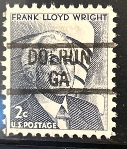 DOERUN, GEORGIA Precancel TYPE 839. 2 Cent Frank Lloyd Wright Stamp. - Picture 1 of 1