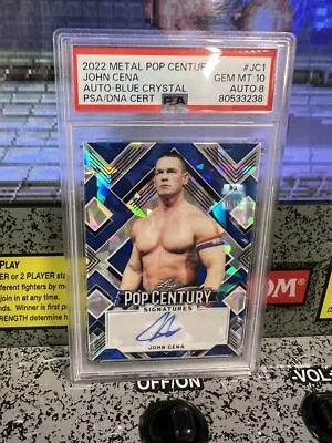 2022 Metal Pop Century John Cena #JC1 Auto Blue Crystal 3/7 PSA 10 GEM MT Auto 8 - Image 1 of 4