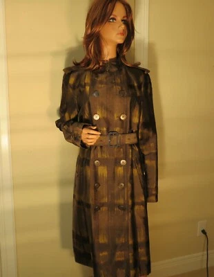 NWT WOMENS AUTHENTIC BURBERRY LONDON OCHRE GOLD TRENCH COAT JACKET 14 $1495.00 - Image 1 of 4