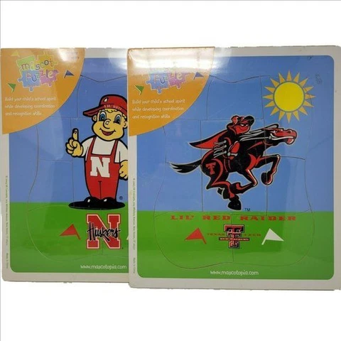 MASCOTOPIA Wooden Mascot Puzzle Bundle TEXAS TECH & NEBRASKA CORNHUSKERS * NEW * Cover