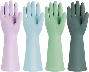 4 Pairs Rubber Kitchen Dishwashing Gloves, Reusable Waterproof Latex Household C - Picture 1 of 6