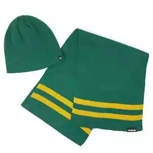 Hurley  Beanie & Scarf 2-Piece Set green and yellow/gold One Size NWT - Picture 1 of 1