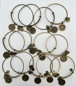 13 Pieces Alex and Ani Letter Initials Lot Gold Tone Bracelets - Picture 1 of 6