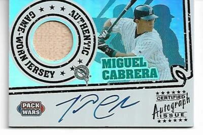 MIGUEL CABRERA 2005 TOPPS PACK WARS GAME WORN JERSEY ON CARD AUTO #116/200 - Image 1 of 2