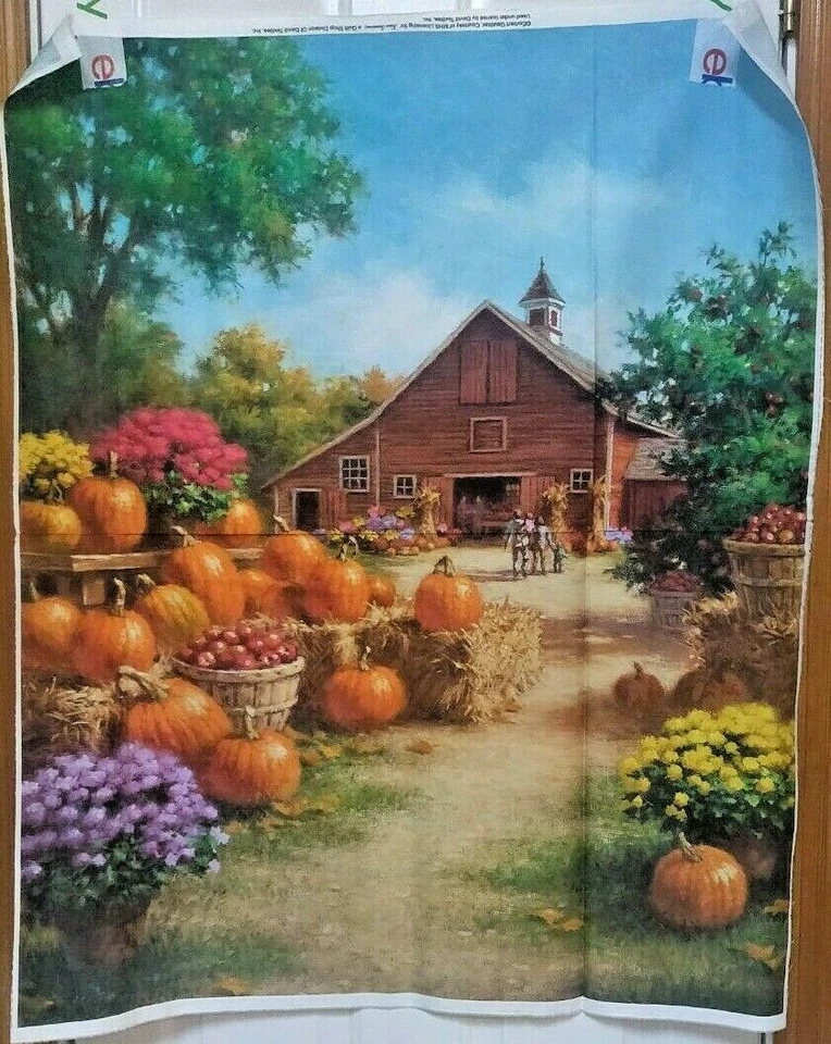 Impresión digital en panel Harvest Barn Pumpkins 36" por David Textiles btp Foto 1 de 1