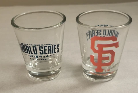 Set of 2 MLB World Series Shot Glasses 2014 San Francisco Cover