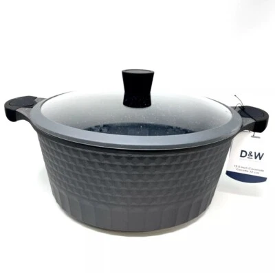 D&W COOKWARE D&W Pot/Casserole 12.5" Inch,10 Qt With Lid Big Party Size Nonstick Cookware New
