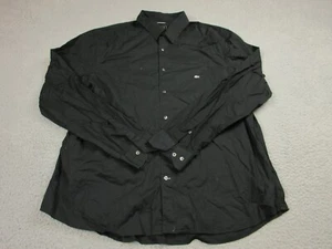 Lacoste Shirt Mens 45 Black Button Up Preppy Casual Crocodile Logo Cotton - Picture 1 of 12